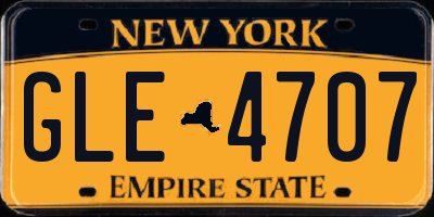 NY license plate GLE4707