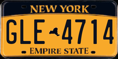 NY license plate GLE4714