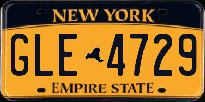 NY license plate GLE4729