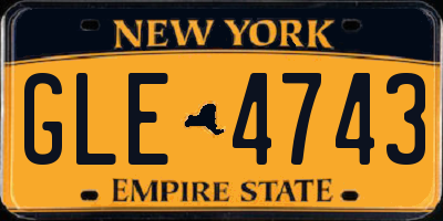 NY license plate GLE4743