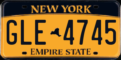 NY license plate GLE4745