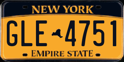 NY license plate GLE4751