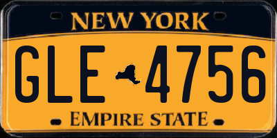 NY license plate GLE4756