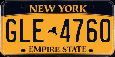 NY license plate GLE4760