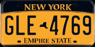 NY license plate GLE4769