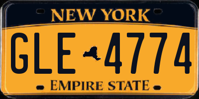 NY license plate GLE4774