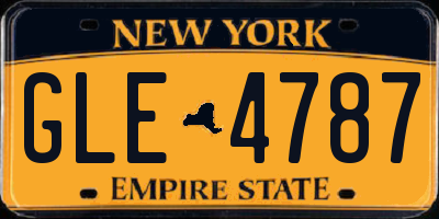 NY license plate GLE4787