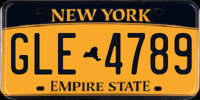 NY license plate GLE4789