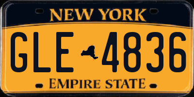 NY license plate GLE4836