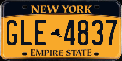 NY license plate GLE4837