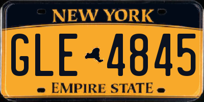 NY license plate GLE4845