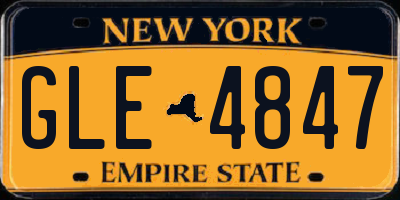NY license plate GLE4847
