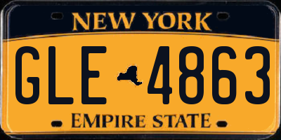 NY license plate GLE4863