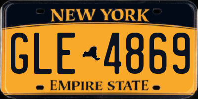 NY license plate GLE4869