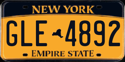 NY license plate GLE4892