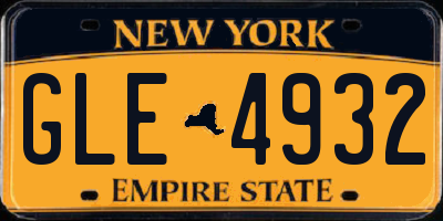 NY license plate GLE4932