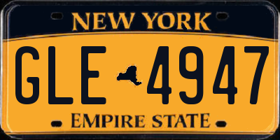 NY license plate GLE4947