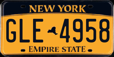 NY license plate GLE4958