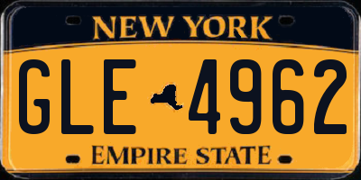 NY license plate GLE4962