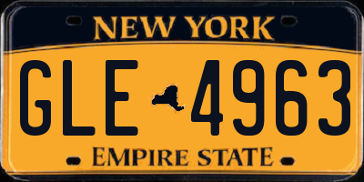 NY license plate GLE4963