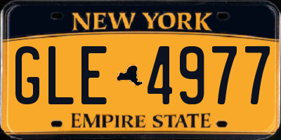 NY license plate GLE4977