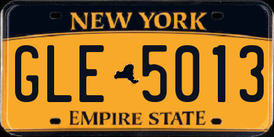 NY license plate GLE5013
