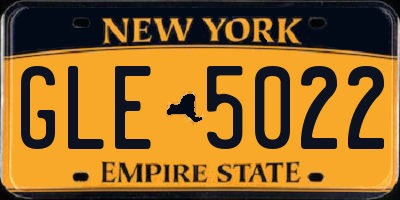 NY license plate GLE5022