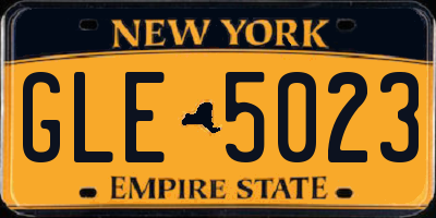 NY license plate GLE5023
