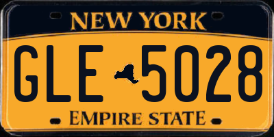 NY license plate GLE5028