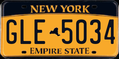 NY license plate GLE5034