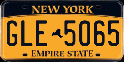 NY license plate GLE5065