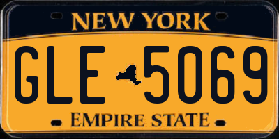 NY license plate GLE5069
