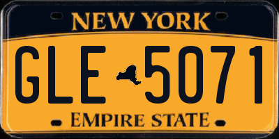 NY license plate GLE5071