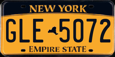 NY license plate GLE5072