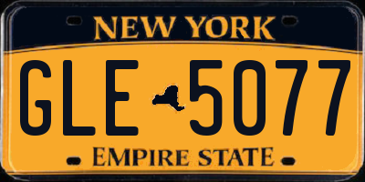 NY license plate GLE5077