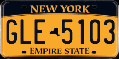 NY license plate GLE5103