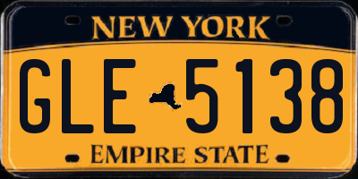 NY license plate GLE5138