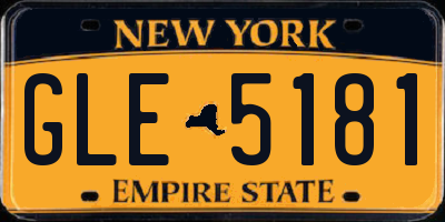 NY license plate GLE5181