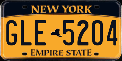 NY license plate GLE5204
