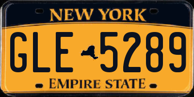 NY license plate GLE5289