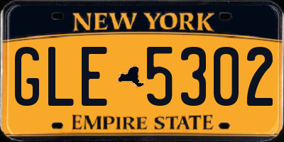 NY license plate GLE5302