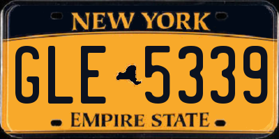 NY license plate GLE5339