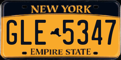 NY license plate GLE5347