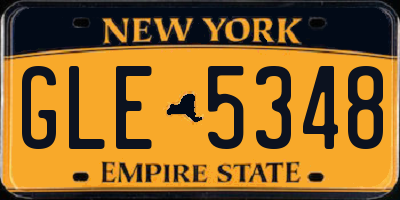 NY license plate GLE5348