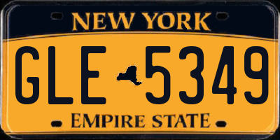NY license plate GLE5349
