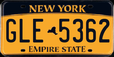 NY license plate GLE5362