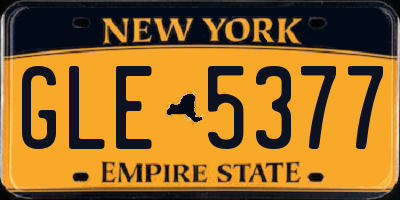 NY license plate GLE5377