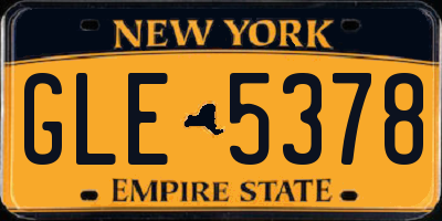 NY license plate GLE5378