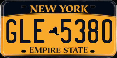 NY license plate GLE5380