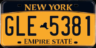 NY license plate GLE5381
